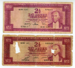 Turkey
Lot of 2 banknotes comprising 2 ½ Lirasi (2), 1930 ND
S/N A1 00304 (early serial number) and Z27 57911
Printer: TDLR
Watermark: K. Ataturk
Pick...