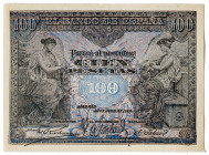 1906. 100 pesetas. (Ed. 313F var). 30 de junio. Falso de época sin serie ni numeración. S/C-.