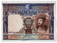 1925. 1000 pesetas. (Ed. 324) (Pick 70a). 1 de julio, Carlos I. Doblez central. Ligeramente abarquillado. Lavado y planchado. EBC.