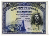 1928. 1000 pesetas. (Ed. 357) (Pick 78a). 15 de agosto, San Fernando. Numeración 0.005.796. Leves marcas marginales por manipulación descuidada. Apres...