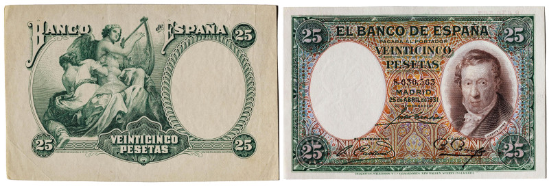 1931. 25 pesetas. (Ed. tipo 358) (Pick tipo 81). 25 de abril, Vicente López. Pru...