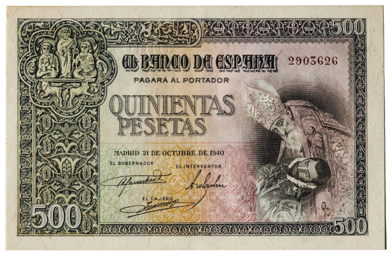 1940. 500 pesetas. (Ed. 444) (Pick 124a). 21 de octubre, "El entierro del Conde ...