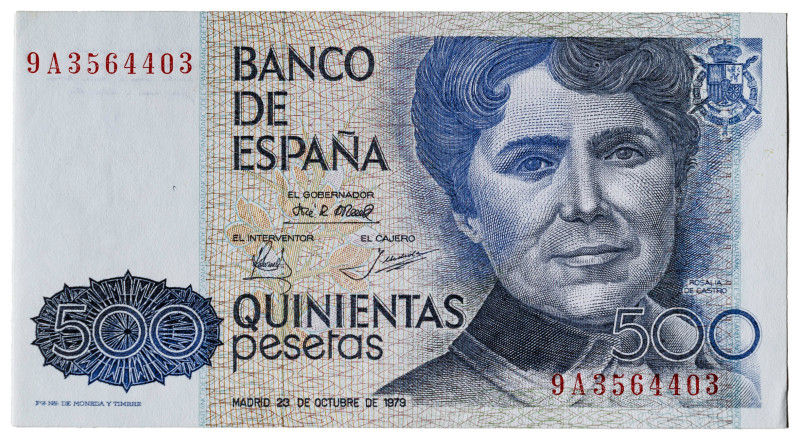 1979. 500 pesetas. (Ed. 476b) (Pick 157*). 23 de octubre, Rosalía de Castro. Num...