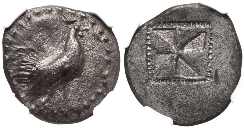 MAGNA GRAECIA. SICILY, HIMERA. 
Silver Drachm, circa 550-515 BC. 
Obv: rooster...