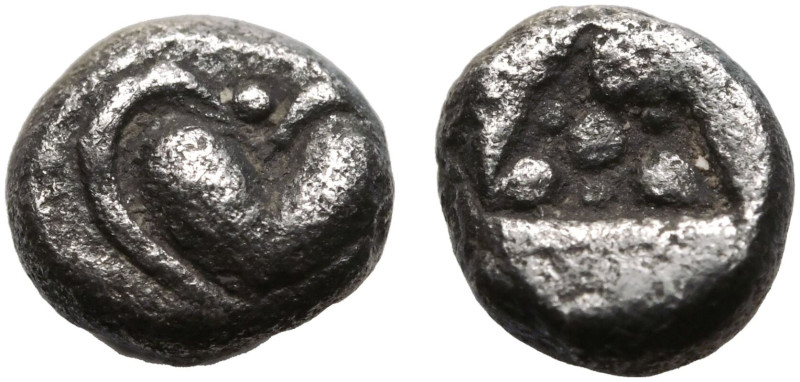 ANCIENT GREECE. KYRENAIKA, KYRENE. 
Silver Hemiobol, circa 550-500 BC. 
Obv: s...