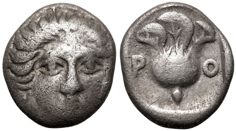 ANCIENT GREECE. RHODOS, RHODES. 
Silver Hemidrachm, circa 408-390 BC. 
Obv: he...