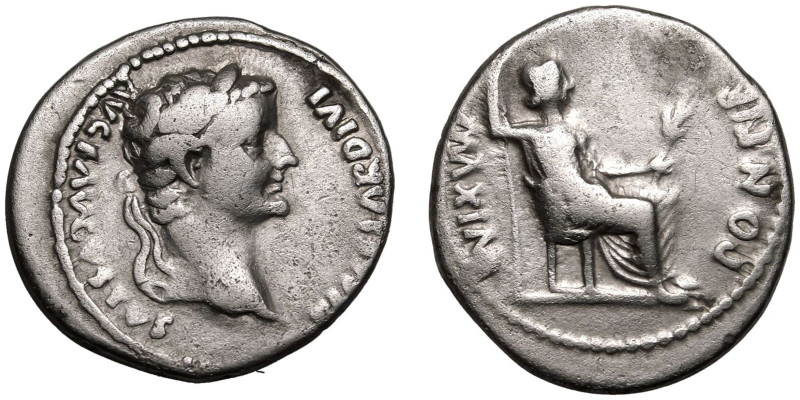 ROMAN EMPIRE. Tiberius. 
Silver Denarius, AD 36-37. Lugdunum. 
Obv: TI CAESAR ...