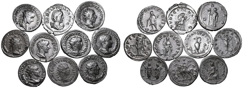 ROMAN EMPIRE. Various Emperors/Empresses. 
Silver 10 x AR Antoniniani, 3rd Cent...