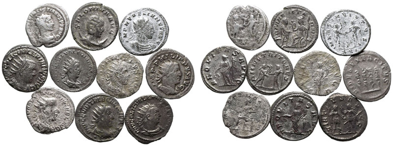 ROMAN EMPIRE. Various Emperors/Empresses. 
Silver/Billon 10 x Antoniniani, 3rd ...