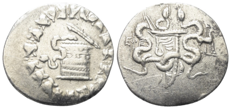 Ionien. Ephesos.

 Cistophor (Silber). 160 - 150 v. Chr.
Vs: Cista mystica mi...