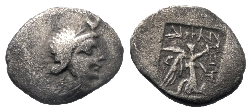 Karien. Stratonikeia.

 Hemidrachme (Silber). 1. Jhdt. v. Chr.
Vs: Kopf der H...