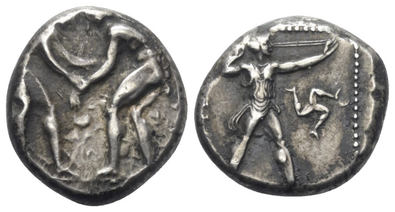 Pamphylien. Aspendos.

 Stater (Silber). Ca. 380 - 325 v. Chr.
Vs: Zwei Ringe...