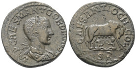 Pisidien. Antiochia. Gordianus III. (238 - 244 n. Chr.).

 Bronze.
Vs: Büste des Gordianus in Rückansicht mit Lorbeerkranz, Paludament und Panzer r...