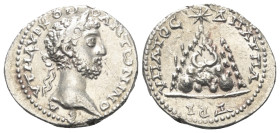 Kappadokien. Kaisareia (Caesarea). Commodus (177 - 192 n. Chr.).

 Drachme (Silber).
Vs: Büste des Commodus mit Lorbeerkranz rechts.
Rs: Berg Arga...
