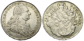 Bayern. Kurfürstentum (1623 - 1806). Karl Theodor (1777 - 1799).

 Madonnentaler (Silber). 1786.
Vs: Brustbild rechts.
Rs: Madonna mit Szepter und...
