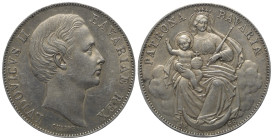 Bayern. Königreich (1806 - 1918). Ludwig II. (1864 - 1886).

 Vereinstaler (Silber). 1871. München.
Vs: Kopf rechts.
Rs: Madonna mit Szepter und J...