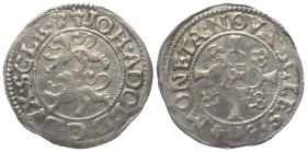 Schleswig-Holstein-Gottorp. Johann Adolf (1590 - 1616).

 Doppelschilling = 1/16 Taler (Silber). 1604. Schleswig.
Vs: Zwei Löwen übereinander links...