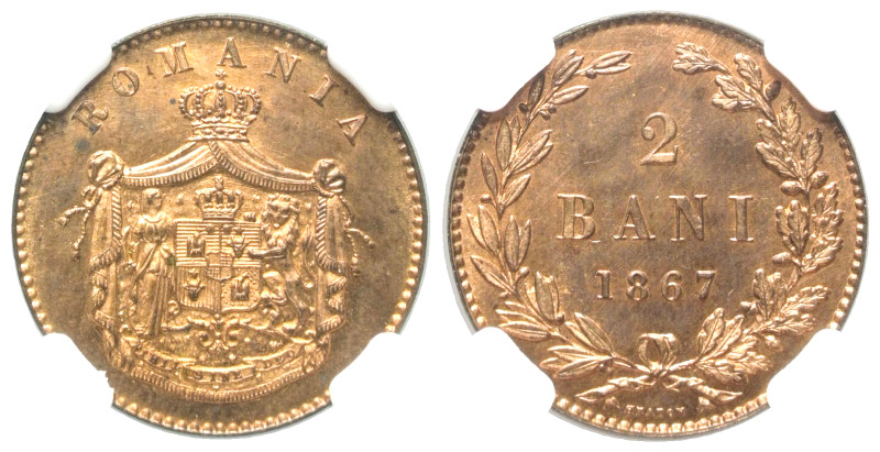 Rumänien. Karl I. als Fürst (1866 - 1881).

 2 Bani (Kupfer). 1867 H. Birmingh...