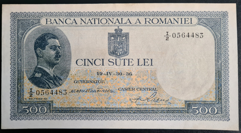 Rumänien. Karl II. (1930 - 1940).

 500 Lei - Banknote. 1936. Bradbury / Wilki...