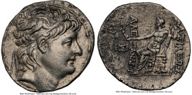 SELEUCID KINGDOM. Alexander II Zabinas (128-122 BC). AR tetradrachm (30mm, 15.56 gm, 1h). NGC XF 5/5 - 2/5. Antioch on the Orontes. Diademed head of A...