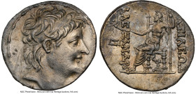 SELEUCID KINGDOM. Alexander II Zabinas (128-122 BC). AR tetradrachm (29mm, 16.36 gm, 12h). NGC Choice XF 5/5 - 2/5, brushed, edge chips. Antioch on th...