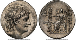 SELEUCID KINGDOM. Alexander II Zabinas (128-122 BC). AR tetradrachm (30mm, 16.44 gm, 1h). NGC Choice VF 5/5 - 2/5, brushed. Antioch on the Orontes. Di...