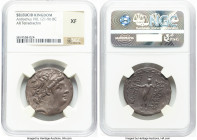 SELEUCID KINGDOM. Antiochus VIII Epiphanes (121-96 BC). AR tetradrachm (29mm, 1h). NGC XF. Ptolemais-Ake, ca. 121/0-113 BC. Diademed head of Antiochus...