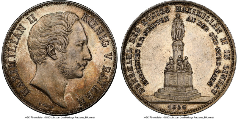 Bavaria. Maximilian II "Monument" 2 Taler 1856 MS62 NGC, Munich mint, KM850. Pro...