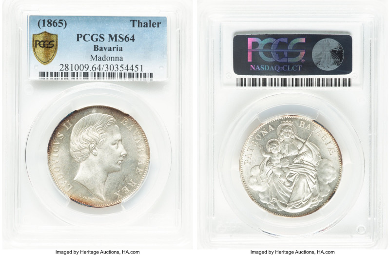 Bavaria. Ludwig II "Madonna" Taler ND (1865) MS64 PCGS, Munich mint, KM877, Dav-...