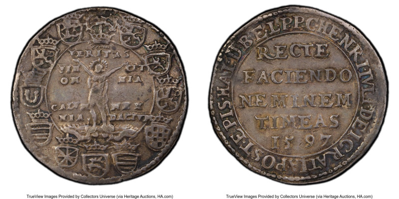 Brunswick-Wolfenbüttel. Heinrich Julius "Truth" Taler 1597 VF Details (Mount Rem...