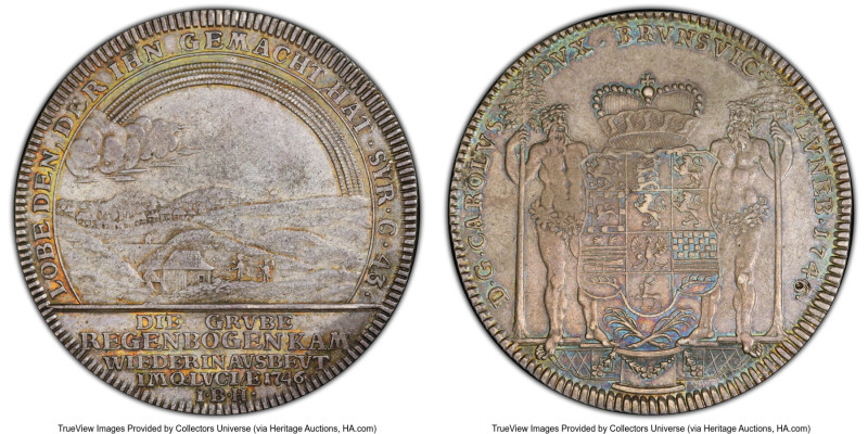 Brunswick-Wolfenbüttel. Karl I "Rainbow Mine" Taler 1746-IBH AU58 PCGS, Zellerfe...