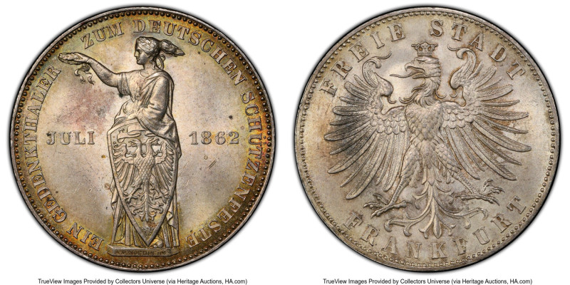 Frankfurt. Free City "Shooting Festival" Taler 1862 MS64 PCGS, Frankfurt am main...