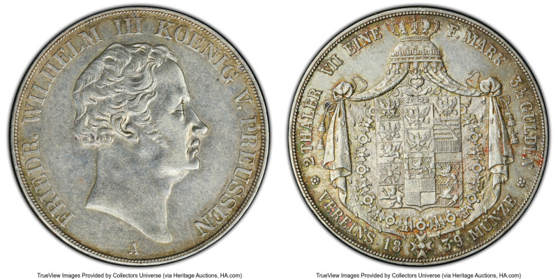 Prussia. Friedrich Wilhelm III 2 Taler 1839-A AU55 PCGS, Berlin mint, KM425, Dav...