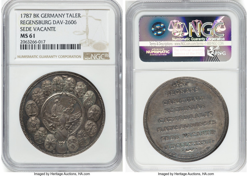 Regensburg. Sede Vacante Taler 1787-BK MS61 NGC, Regensburg mint, KM450, Dav-260...