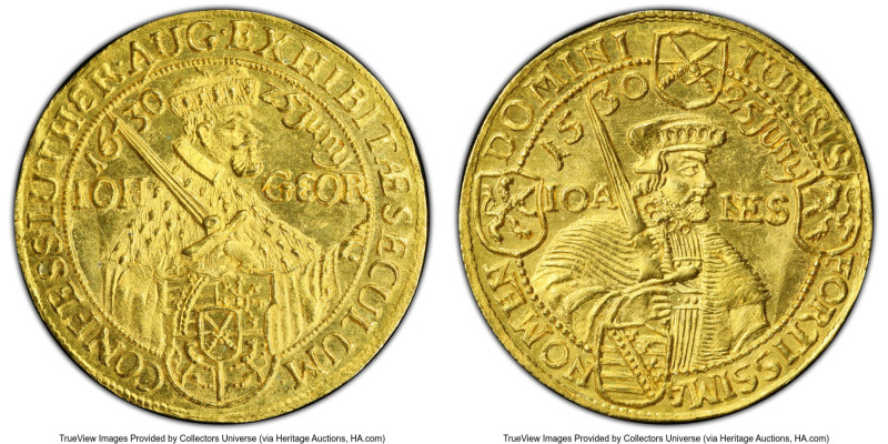 Saxony. Johann Georg I gold Ducat 1630 MS63 PCGS, KM420, Fr-2702. 3.46gm. Struck...