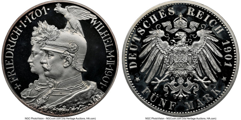 Prussia. Wilhelm II silver Proof Restrike 5 Mark 1901-A (2001) PR64 Ultra Cameo ...