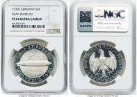 Weimar Republic "Zeppelin" Proof 5 Mark 1930-F PR62 Ultra Cameo NGC, Stuttgart mint, KM68, J-343. Commemorating the first round-the-world flight of th...