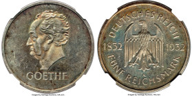 Weimar Republic Proof "Goethe" 5 Mark 1932-A PR62 NGC, Berlin Mint, KM77, Dav-974, J-351. One of the more difficult Weimar Republic issues to acquire,...