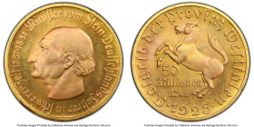 Weimar Republic. Westphalia gilt-tombac Notgeld 50 Million Mark 1923 MS66 PCGS, J-N23a. HID09801242017 © 2024 Heritage Auctions | All Rights Reserved