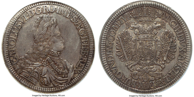 Karl VI 2 Taler ND (1719) AU53 NGC, Hall mint, cf. KM1523, Dav-1049. 57.30gm. An...