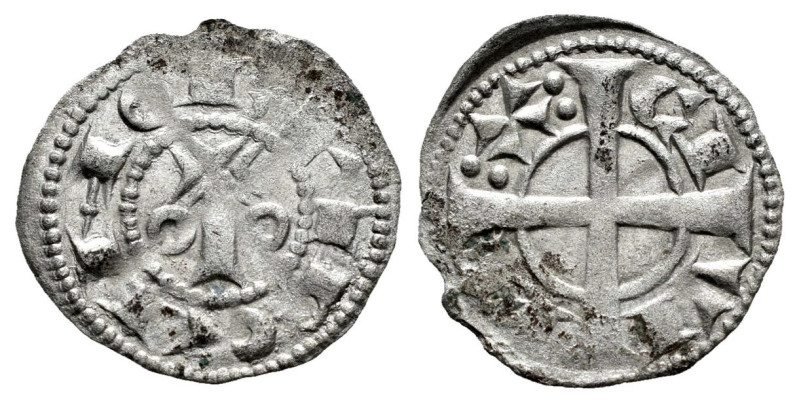 The Crown of Aragon. Alfonso I (1109-1126). Obol. Barcelona. (Cru C.G-2101). (Cr...