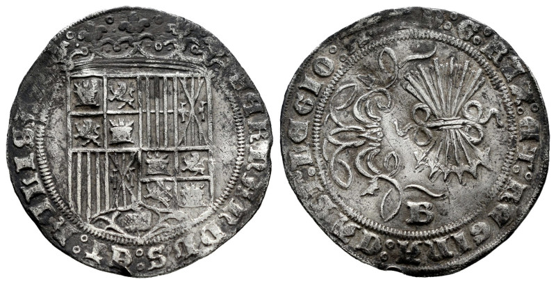 Catholic Kings (1474-1504). 1 real. Burgos. (Cal-297). Ag. 3,24 g. Wavy flan. VF...