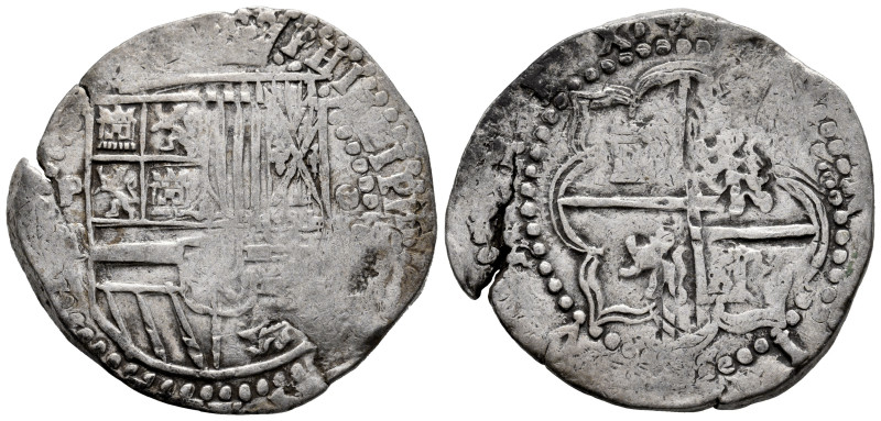 Philip II (1556-1598). 8 reales. ND (1586-1589). Potosi. A/B. (Cal-673). Ag. 27,...