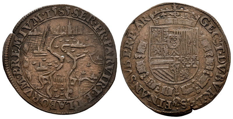 Philip II (1556-1598). Jeton. 1585. (Vq-13710). Ae. 4,62 g. The city of Antwerp ...