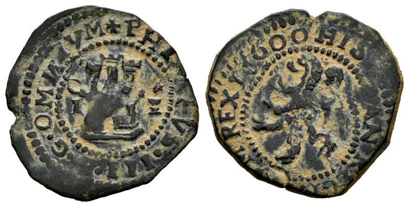 Philip III (1598-1621). 2 maravedis. 1600. Cuenca. (Cal-150). (Jarabo-Sanahuja-C...