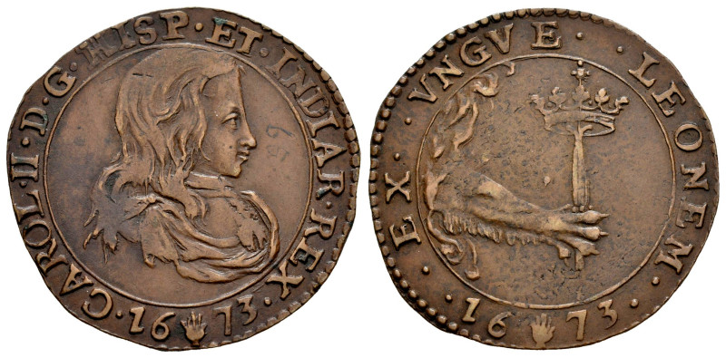 Charles II (1665-1700). Jeton. 1673. Antwerpen. (Dugn-4310). (Vq-13906). Ae. 6,0...