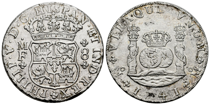 Philip V (1700-1746). 8 reales. 1741. Mexico. MF. (Cal-1458). Ag. 25,29 g. Clean...