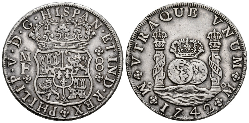 Philip V (1700-1746). 8 reales. 1742. Mexico. MF. (Cal-1461). Ag. 26,96 g. Choic...