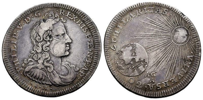 Philip V (1700-1746). 1/2 ducado. 1702. Naples. (Tauler-3546). (Vti-44). (Mir-31...