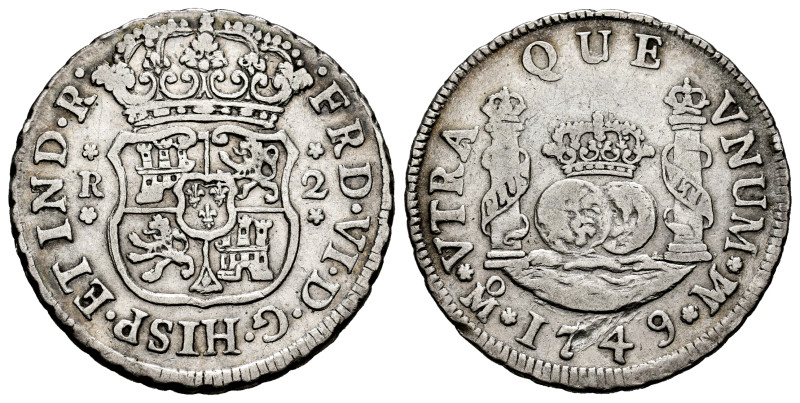 Ferdinand VI (1746-1759). 2 reales. 1749. Mexico. M. (Cal-288). Ag. 6,71 g. Scra...